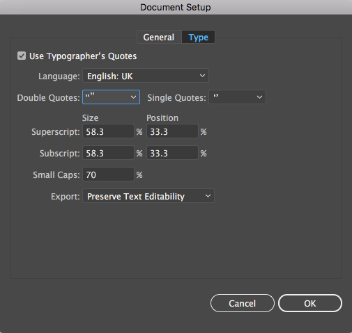 Illustrator document settings