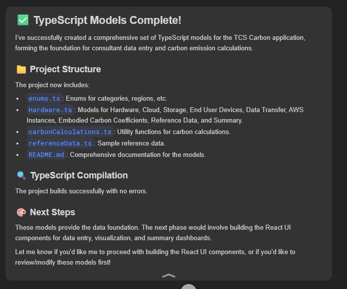 Task completion output from Devin Devin's task completion output showing project structure and a description of the generated code.